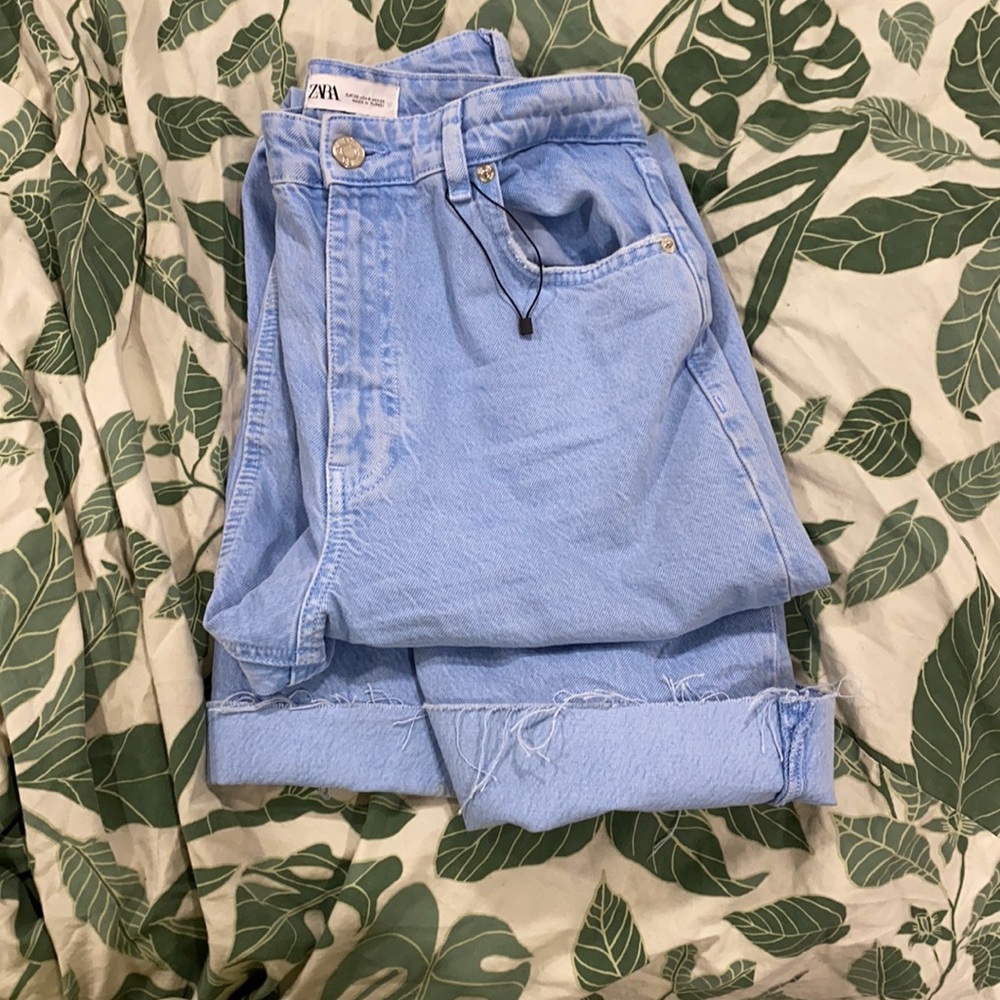 Zara Light Blue High Waisted Full Length Jeans